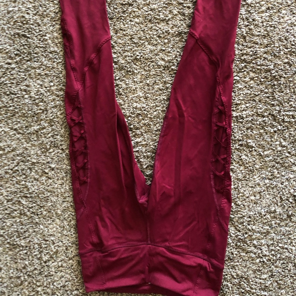 Bergundy mesh leggings